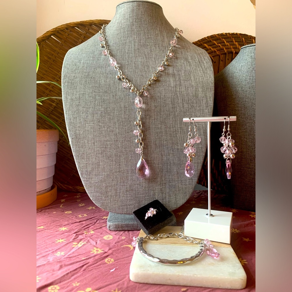 Pink Droplet Jewelry Set
